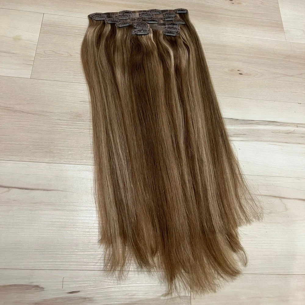 Foxy locks SUNKISSED BROWN - SEAMLESS CLIP IN HUMAN HAIR EXTENSIONS - Picture 5 of 8